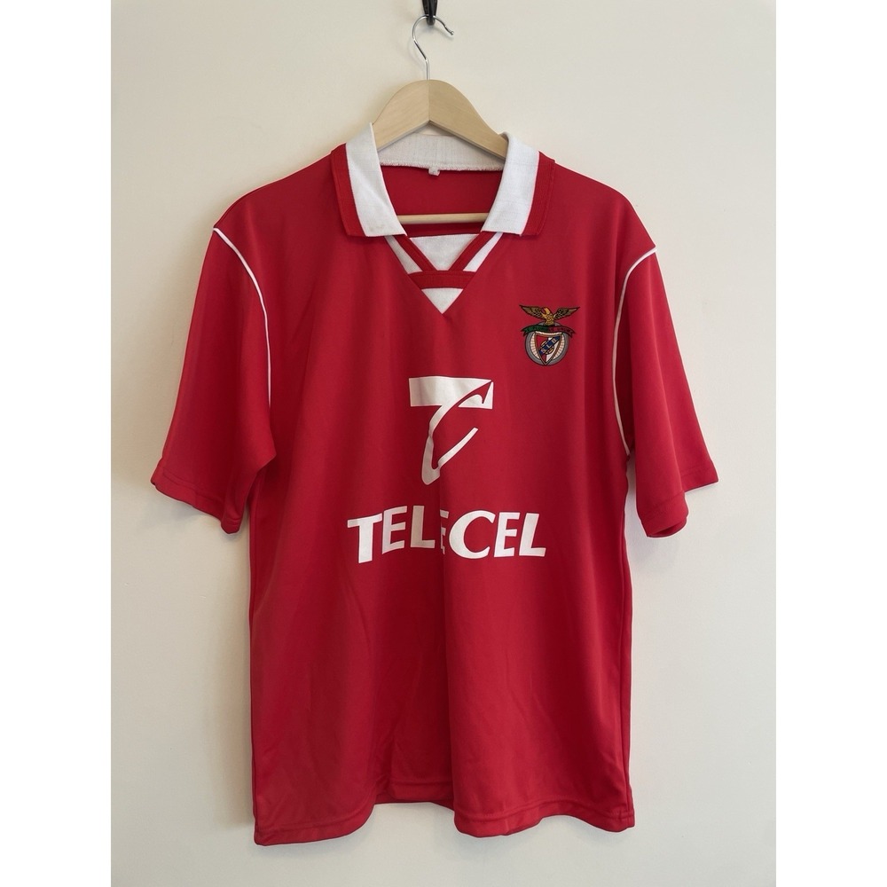 Vintage S.L. Benfica Football Jersey Men Large Lisbon Portugal Red Telecel